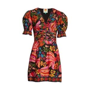 FARM RIO Black Spring Bananas Print Dress NEW Size XS NWOT